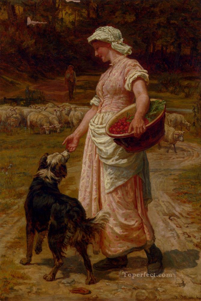 Love Me Love My Dog rural family Frederick E Morgan Oil Paintings